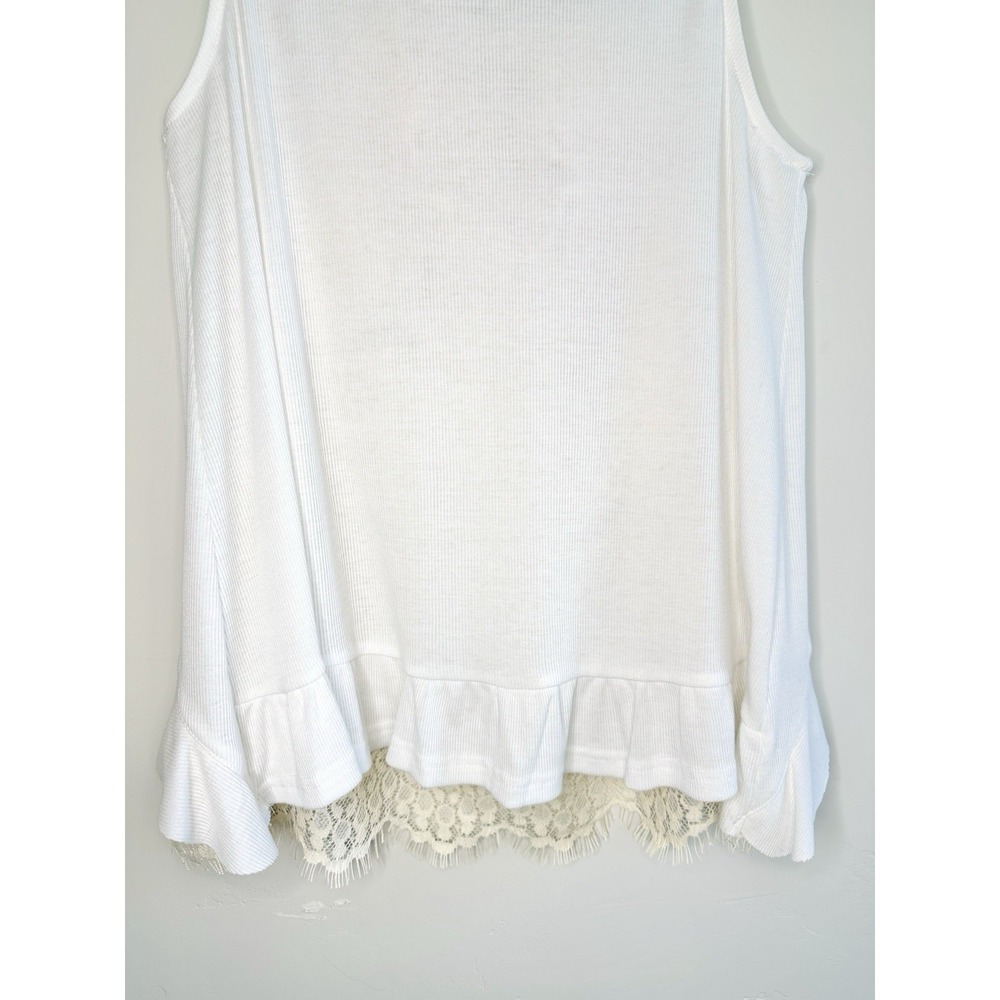 Umgee Boho Lace Tank Top S White Open Tie Back Ruffle Cottagecore Romantic NWT - Picture 7 of 11